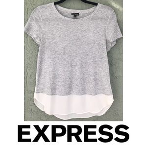 Express Gray Tee w/ Sheer Detail